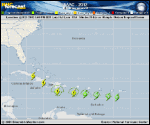 Tropical Storm ISAAC forecast track map as of National Hurricane Center discussion number 3