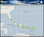 Tropical Storm ISAAC forecast track map as of National Hurricane Center discussion number 5