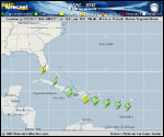 Tropical Storm ISAAC forecast track map as of National Hurricane Center discussion number 6