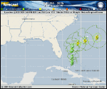 Tropical Storm Imelda forecast track map as of National Hurricane Center discussion number 10