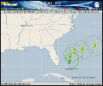 Tropical Storm Imelda forecast track map as of National Hurricane Center discussion number 13