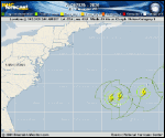Tropical Depression  forecast track map as of National Hurricane Center discussion number 24