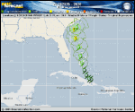 Tropical Depression  forecast track map as of National Hurricane Center discussion number 3