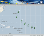 Tropical Depression  forecast track map as of National Hurricane Center discussion number 9