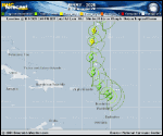 Tropical Storm Jerry forecast track map as of National Hurricane Center discussion number 11