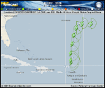 Tropical Storm Jerry forecast track map as of National Hurricane Center discussion number 15