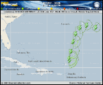 Tropical Storm Jerry forecast track map as of National Hurricane Center discussion number 16