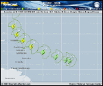 Tropical Storm Jerry forecast track map as of National Hurricane Center discussion number 4