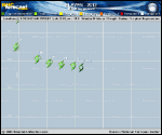 Tropical Depression ELEVEN forecast track map as of National Hurricane Center discussion number 1