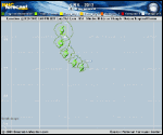 Tropical Storm KIRK forecast track map as of National Hurricane Center discussion number 5