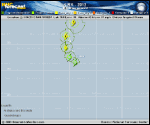 Tropical Storm KIRK forecast track map as of National Hurricane Center discussion number 7
