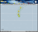 Hurricane KIRK forecast track map as of National Hurricane Center discussion number 9