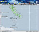 Tropical Storm LESLIE forecast track map as of National Hurricane Center discussion number 10