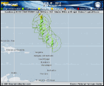 Tropical Storm LESLIE forecast track map as of National Hurricane Center discussion number 12