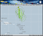 Tropical Storm LESLIE forecast track map as of National Hurricane Center discussion number 14