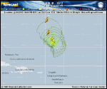 Tropical Storm LESLIE forecast track map as of National Hurricane Center discussion number 25