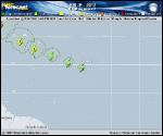 Tropical Storm LESLIE forecast track map as of National Hurricane Center discussion number 2
