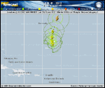 Hurricane LESLIE forecast track map as of National Hurricane Center discussion number 32