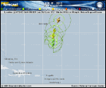 Tropical Storm LESLIE forecast track map as of National Hurricane Center discussion number 33