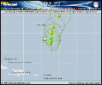 Tropical Storm LESLIE forecast track map as of National Hurricane Center discussion number 34