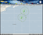 Tropical Storm LESLIE forecast track map as of National Hurricane Center discussion number 45
