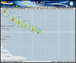 Tropical Storm LESLIE forecast track map as of National Hurricane Center discussion number 4
