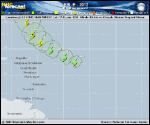 Tropical Storm LESLIE forecast track map as of National Hurricane Center discussion number 7