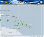 Tropical Storm Kirk forecast track map as of National Hurricane Center discussion number 10