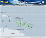 Tropical Storm Kirk forecast track map as of National Hurricane Center discussion number 11