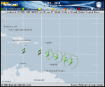 Tropical Storm Kirk forecast track map as of National Hurricane Center discussion number 13