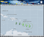 Tropical Storm Kirk forecast track map as of National Hurricane Center discussion number 16