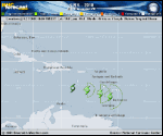 Tropical Storm Kirk forecast track map as of National Hurricane Center discussion number 17