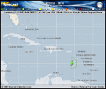 Tropical Depression  forecast track map as of National Hurricane Center discussion number 21