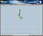 Tropical Depression THIRTEEN forecast track map as of National Hurricane Center discussion number 2