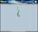 Tropical Depression THIRTEEN forecast track map as of National Hurricane Center discussion number 3