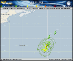 Tropical Storm Leslie forecast track map as of National Hurricane Center discussion number 21