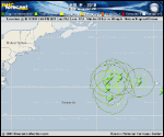 Tropical Storm Leslie forecast track map as of National Hurricane Center discussion number 34