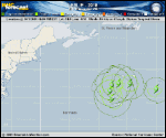 Tropical Storm Leslie forecast track map as of National Hurricane Center discussion number 35