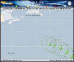 Tropical Storm Leslie forecast track map as of National Hurricane Center discussion number 46