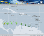 Tropical Depression  forecast track map as of National Hurricane Center discussion number 2