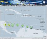 Tropical Depression Thirteen forecast track map as of National Hurricane Center discussion number 3