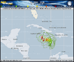 Tropical Storm Melissa forecast track map as of National Hurricane Center discussion number 11