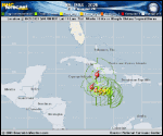 Tropical Storm Melissa forecast track map as of National Hurricane Center discussion number 13