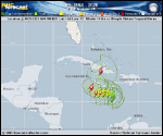 Tropical Storm Melissa forecast track map as of National Hurricane Center discussion number 14