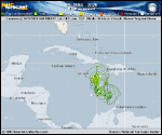 Tropical Storm Melissa forecast track map as of National Hurricane Center discussion number 3