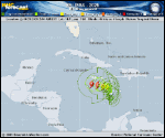 Tropical Storm Melissa forecast track map as of National Hurricane Center discussion number 9