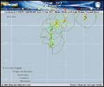 Tropical Storm NADINE forecast track map as of National Hurricane Center discussion number 11