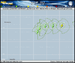 Tropical Storm NADINE forecast track map as of National Hurricane Center discussion number 14