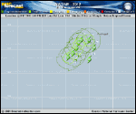 Tropical Storm NADINE forecast track map as of National Hurricane Center discussion number 26