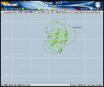 Tropical Storm NADINE forecast track map as of National Hurricane Center discussion number 27